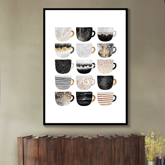 Designer Coffee Cup Canvas, 6 styles (Unframed)